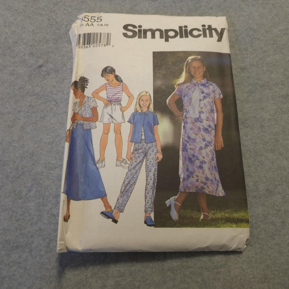 Simplicity 8555 Girls Wardrobe Pattern Size 7-10 AA Tops Skirt Pants Shorts